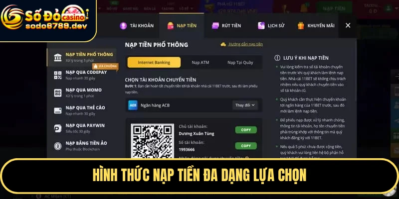 Nạp Tiền Sodo6789 Nhanh, An Toàn Và Các Lưu Ý Quan Trọng 6 Hình thức nạp tiền đa dạng lựa chọn